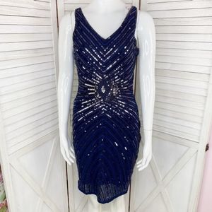 Sequin Beaded Cocktail Dress Midnights Eras Blue